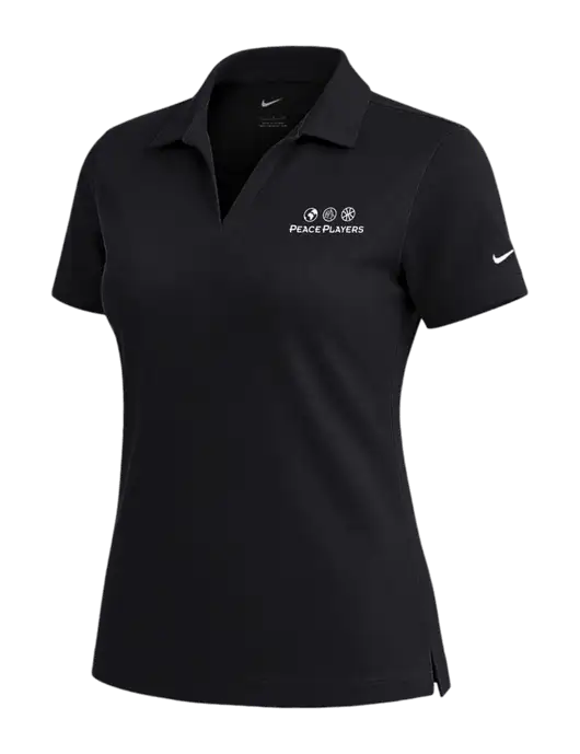 NIKE Black Womens Dri-Fit Micro Pique Polo w/Peace Players Logo