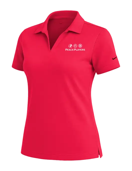 NIKE Red Womens Dri-Fit Micro Pique Polo w/Peace Players Logo