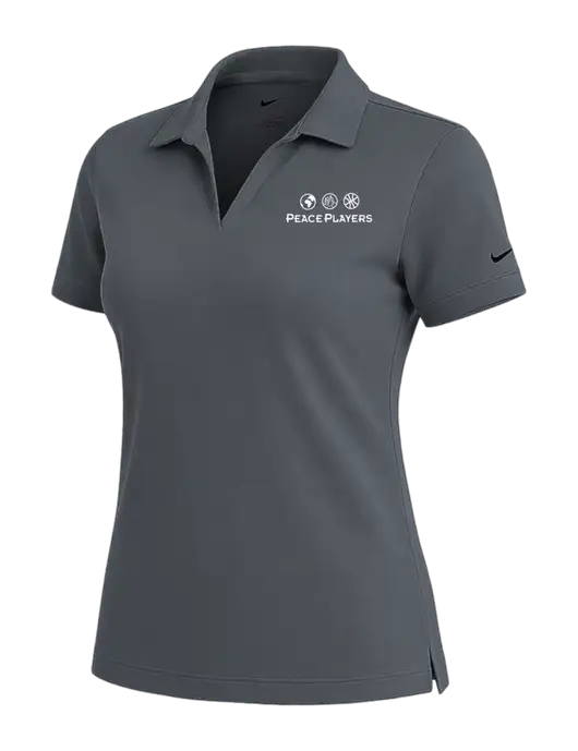 NIKE Dark Grey Womens Dri-Fit Micro Pique Polo w/Peace Players Logo