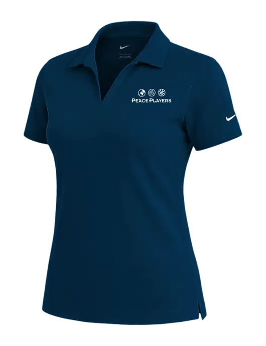 NIKE Navy Womens Dri-Fit Micro Pique Polo w/Peace Players Logo