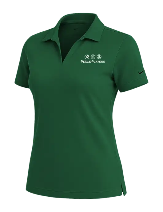 NIKE Dark Green Womens Dri-Fit Micro Pique Polo w/Peace Players Logo