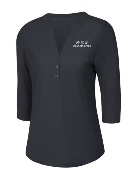 OGIO Charcoal Grey Jewel Henley w/Peace Players Logo