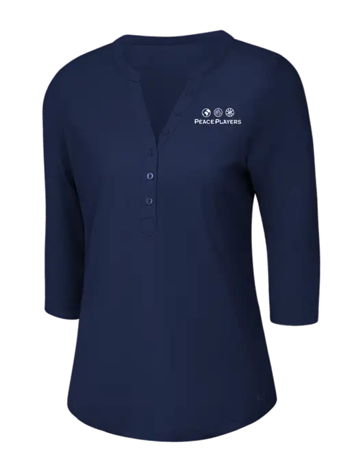 OGIO Navy Jewel Henley w/Peace Players Logo