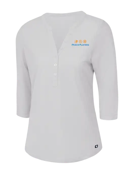 OGIO Bright White Jewel Henley w/Peace Players Logo