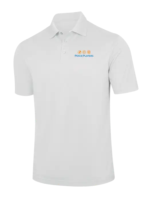 White Performance Fine Jacquard Polo w/Peace Players Logo