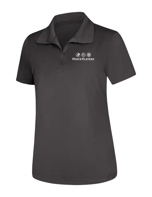 Womens Dark Grey Micropique Sport-Wick Polo w/Peace Players Logo