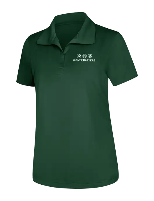 Womens Dark Green Micropique Sport-Wick Polo w/Peace Players Logo