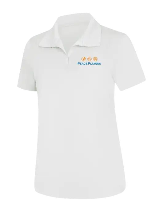 Womens White Micropique Sport-Wick Polo w/Peace Players Logo