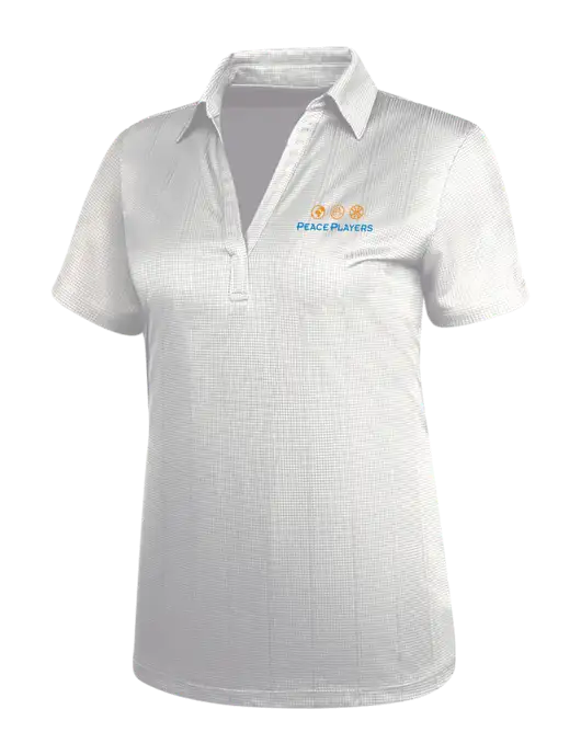 White Womens Performance Fine Jacquard Polo w/Peace Players Logo