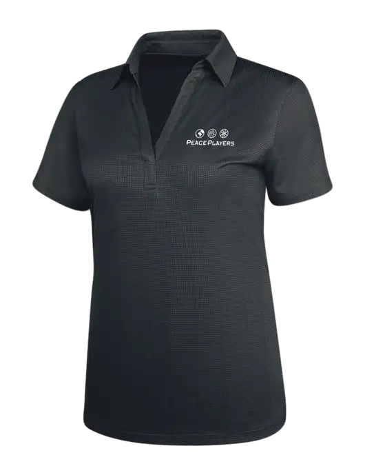 Dark Grey Womens Performance Fine Jacquard Polo w/Peace Players Logo
