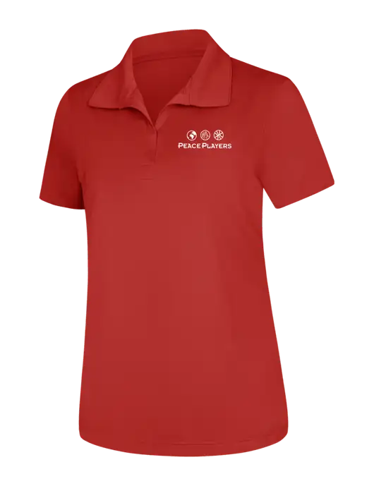 Womens Red Micropique Sport-Wick Polo w/Peace Players Logo