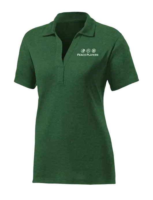 Womens Dark Green Heather Contender Polo w/Peace Players Logo