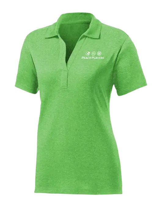 Womens Kelly Green Heather Contender Polo w/Peace Players Logo