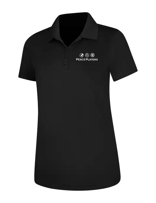 Black Womens Dry Zone UV Mesh Polo w/Peace Players Logo