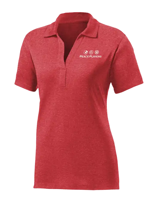 Womens Red Heather Contender Polo w/Peace Players Logo