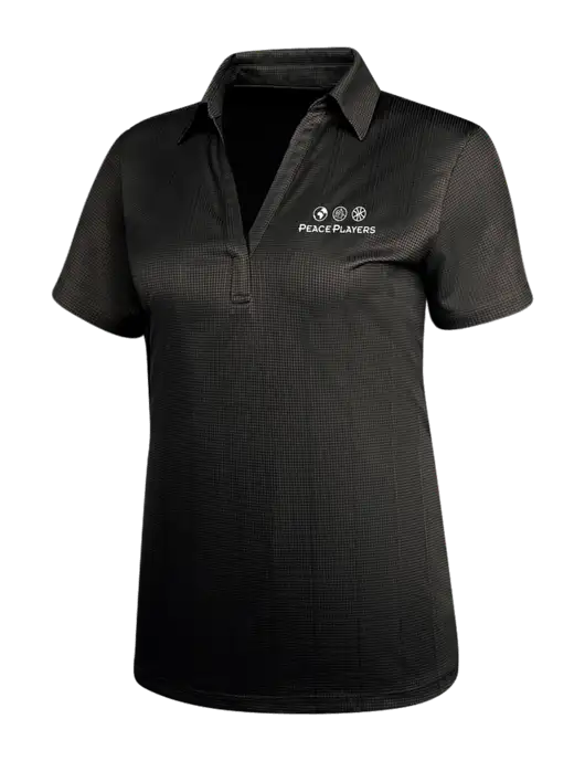 Black Womens Performance Fine Jacquard Polo w/Peace Players Logo