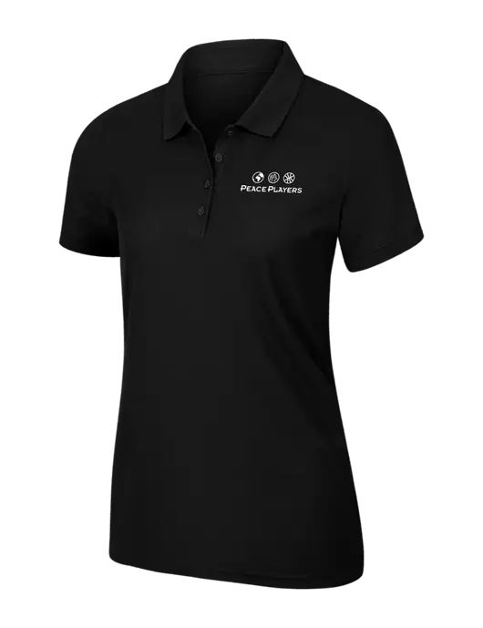 Womens Black Core Classic Pique Polo w/Peace Players Logo