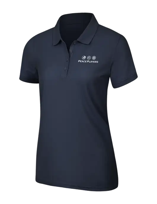 Navy Blue Womens Core Classic Pique Polo w/Peace Players Logo