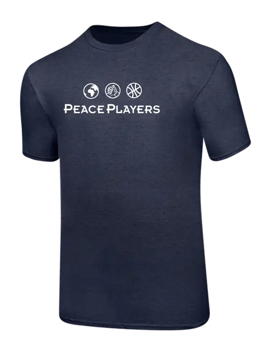 Ring Spun Heather Navy 4.5 oz T-Shirt w/Peace Players Logo