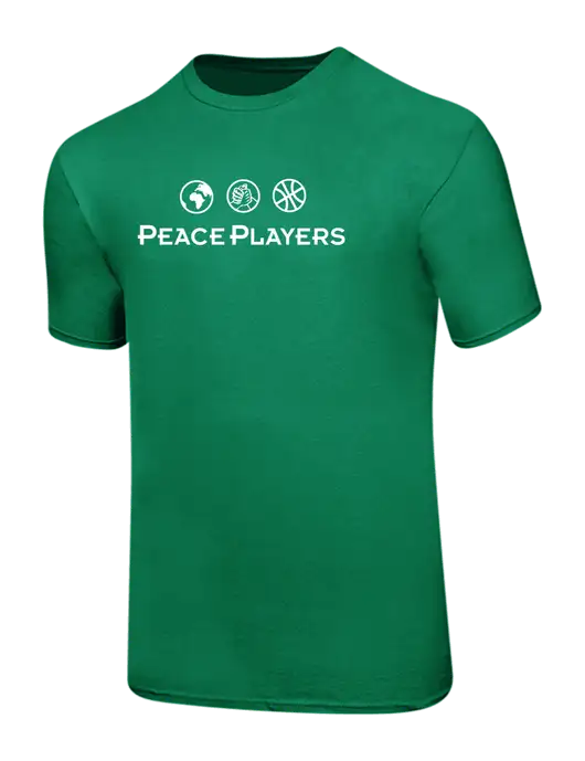 Ring Spun Kelly Green 4.5 oz T-Shirt w/Peace Players Logo