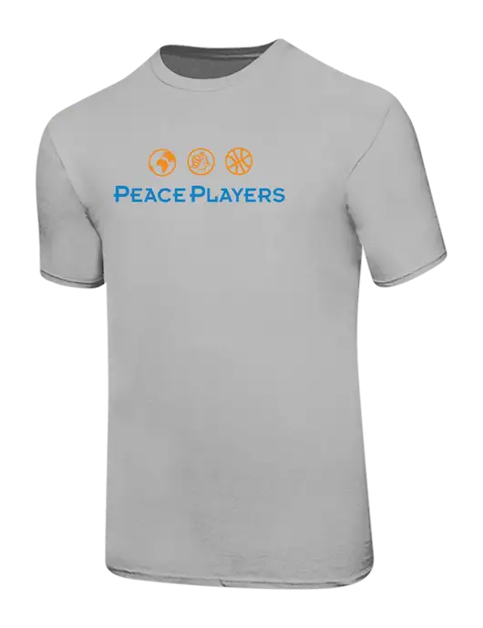 Ring Spun Silver 4.5 oz T-Shirt w/Peace Players Logo