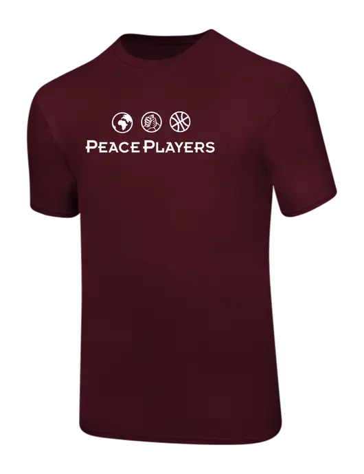 Ring Spun Maroon 4.5 oz T-Shirt w/Peace Players Logo