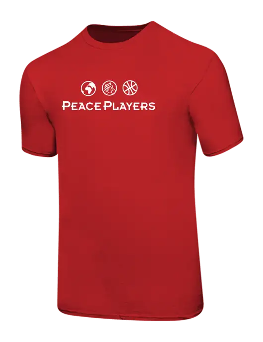 Ring Spun Red 4.5 oz T-Shirt w/Peace Players Logo