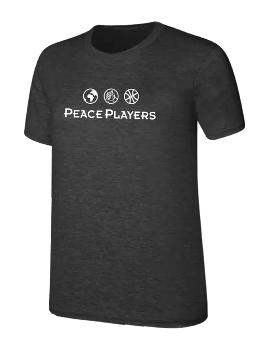 Womens Ring Spun Dark Heather Grey 4.5 oz T-Shirt w/Peace Players Logo