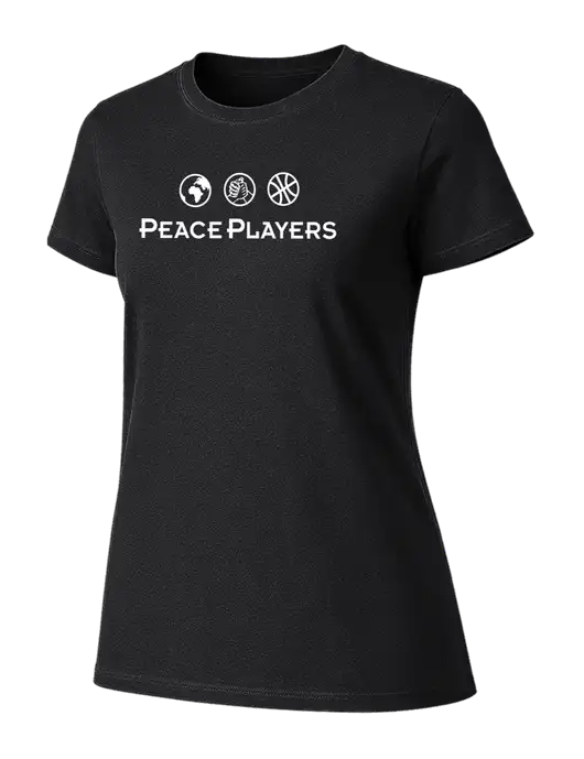 Womens Ring Spun Jet Black 4.5 oz T-Shirt w/Peace Players Logo