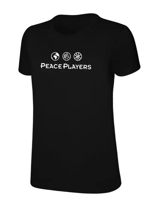Womens Ring Spun Jet Black 4.5 oz T-Shirt w/Peace Players Logo