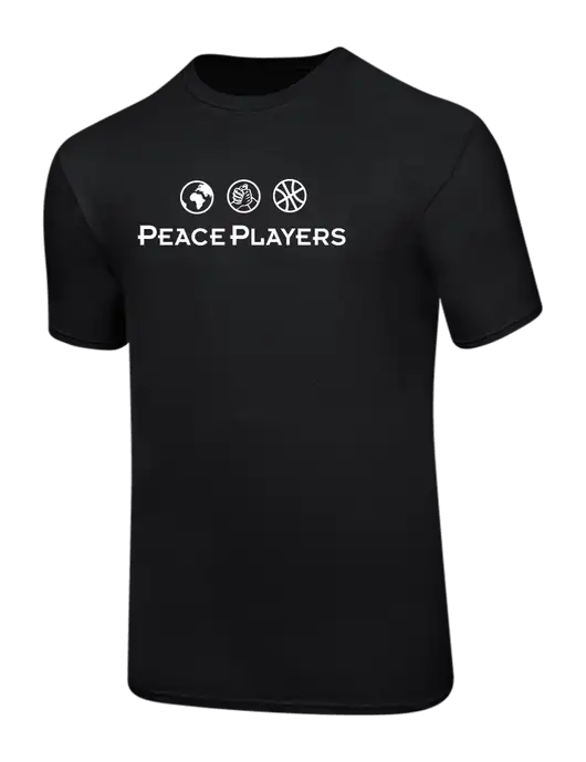 Ring Spun Jet Black 4.5 oz T-Shirt w/Peace Players Logo