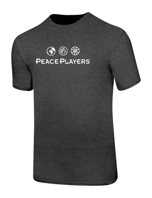 Ring Spun Dark Heather Grey 4.5 oz T-Shirt w/Peace Players Logo