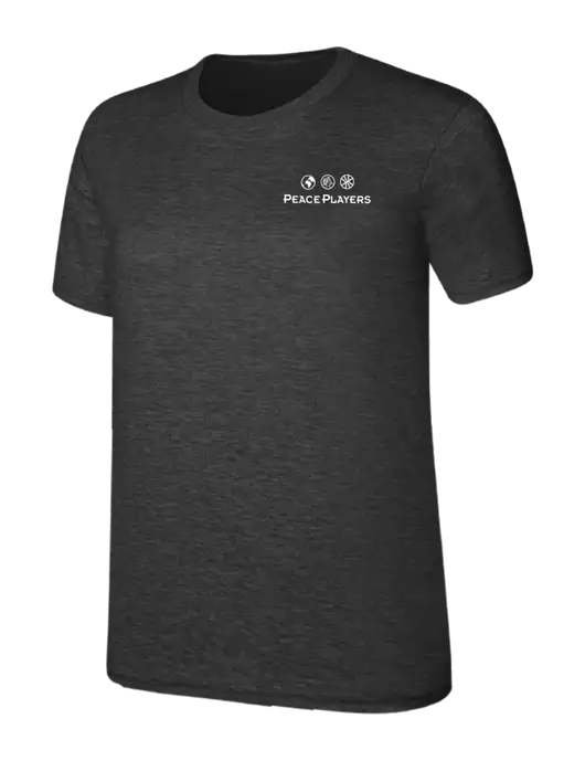 Womens Ring Spun Dark Heather Grey 4.5 oz T-Shirt w/Peace Players Logo