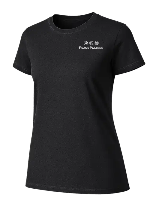 Womens Ring Spun Jet Black 4.5 oz T-Shirt w/Peace Players Logo