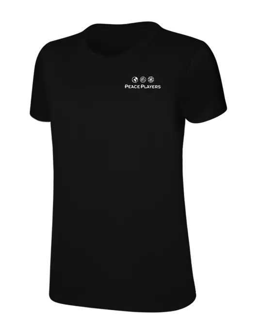 Womens Ring Spun Jet Black 4.5 oz T-Shirt w/Peace Players Logo