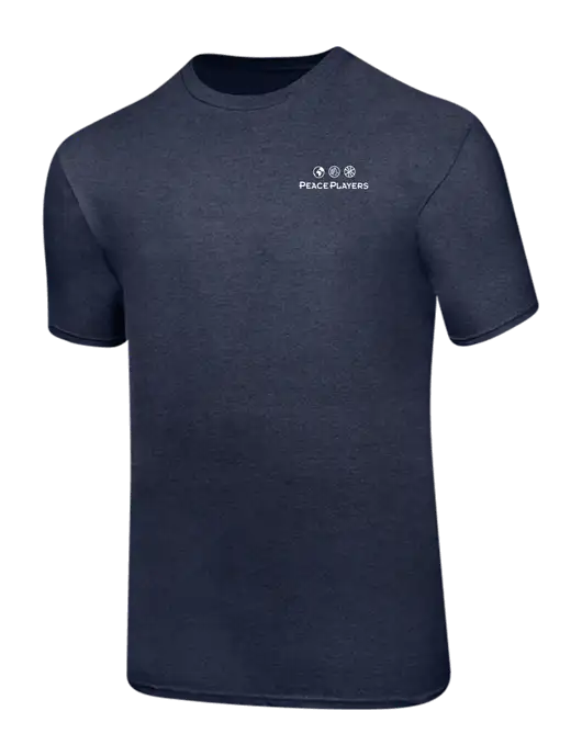 Ring Spun Heather Navy 4.5 oz T-Shirt w/Peace Players Logo