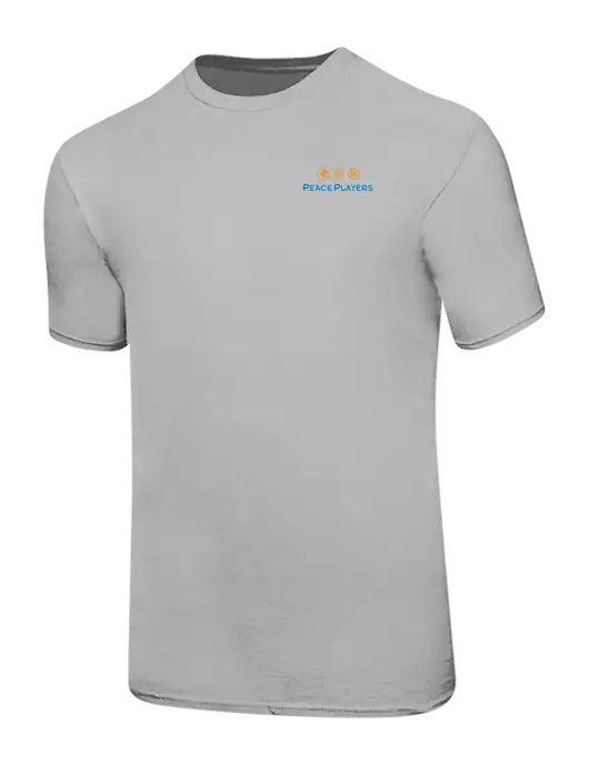 Ring Spun Silver 4.5 oz T-Shirt w/Peace Players Logo