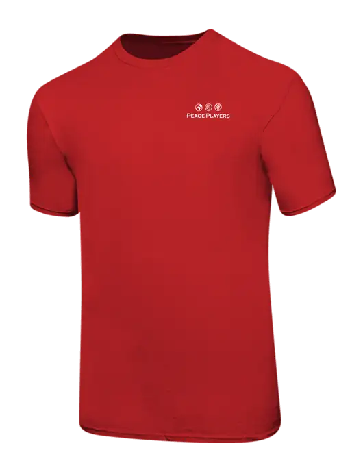 Ring Spun Red 4.5 oz T-Shirt w/Peace Players Logo