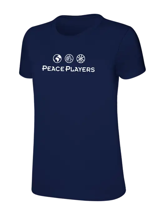 Womens Ring Spun Navy 4.5 oz T-Shirt w/Peace Players Logo