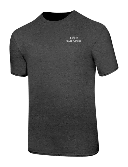 Ring Spun Dark Heather Grey 4.5 oz T-Shirt w/Peace Players Logo