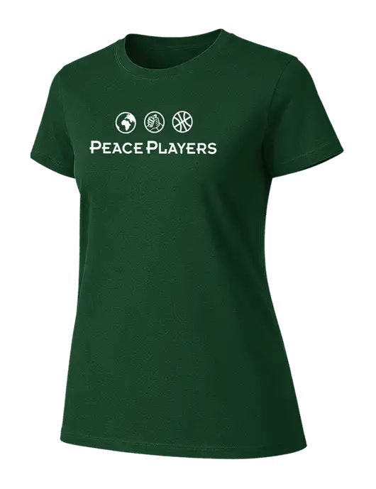 Womens Ring Spun Forest Green 4.5 oz T-Shirt w/Peace Players Logo