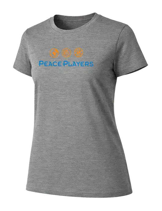 Womens Ring Spun Light Grey Heather 4.5 oz T-Shirt w/Peace Players Logo