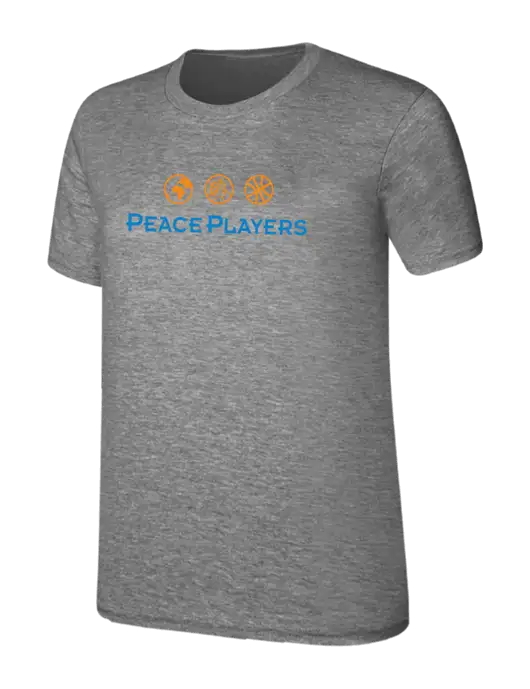 Womens Ring Spun Light Grey Heather 4.5 oz T-Shirt w/Peace Players Logo
