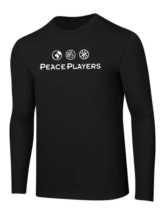 Ring Spun Jet Black 4.5 oz Long Sleeve T-Shirt w/Peace Players Logo