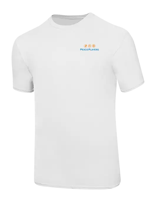 Ring Spun White 4.5 oz T-Shirt w/Peace Players Logo