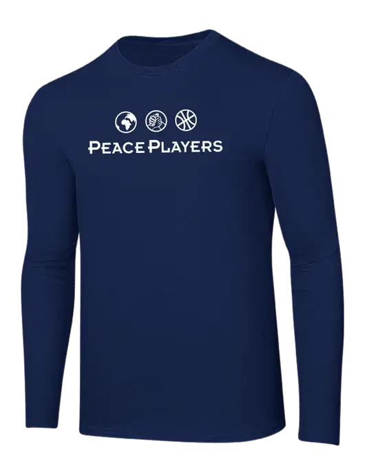 Ring Spun Navy 4.5 oz Long Sleeve T-Shirt w/Peace Players Logo