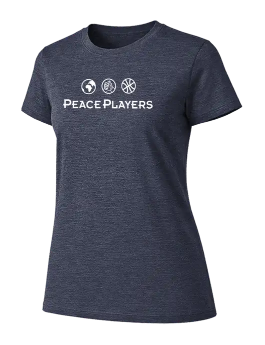 Womens Ring Spun Heather Navy 4.5 oz T-Shirt w/Peace Players Logo