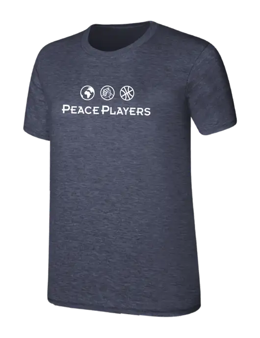 Womens Ring Spun Heather Navy 4.5 oz T-Shirt w/Peace Players Logo