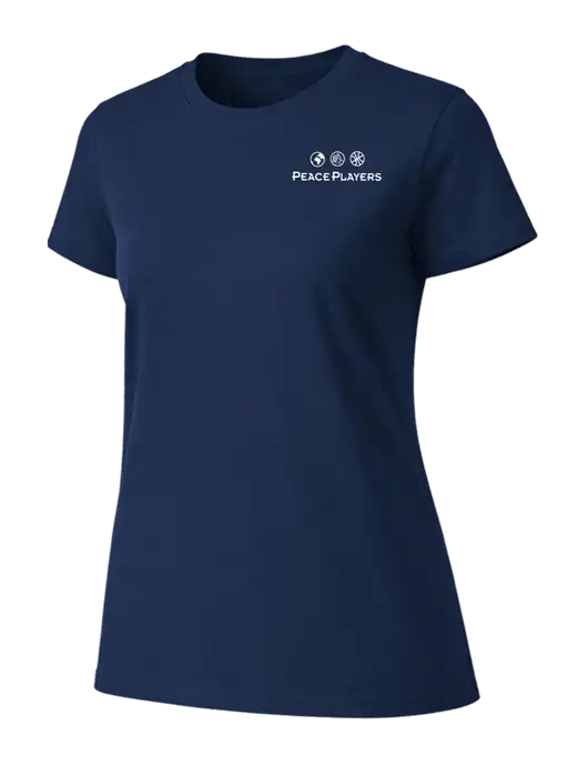 Womens Ring Spun Navy 4.5 oz T-Shirt w/Peace Players Logo