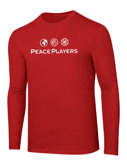 Ring Spun Dark Red 4.5 oz Long Sleeve T-Shirt w/Peace Players Logo